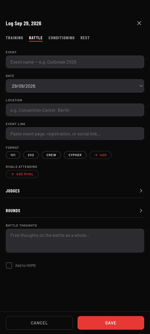 Log Today › BATTLE: the event, date, location, format, rivals attending, judges and rounds