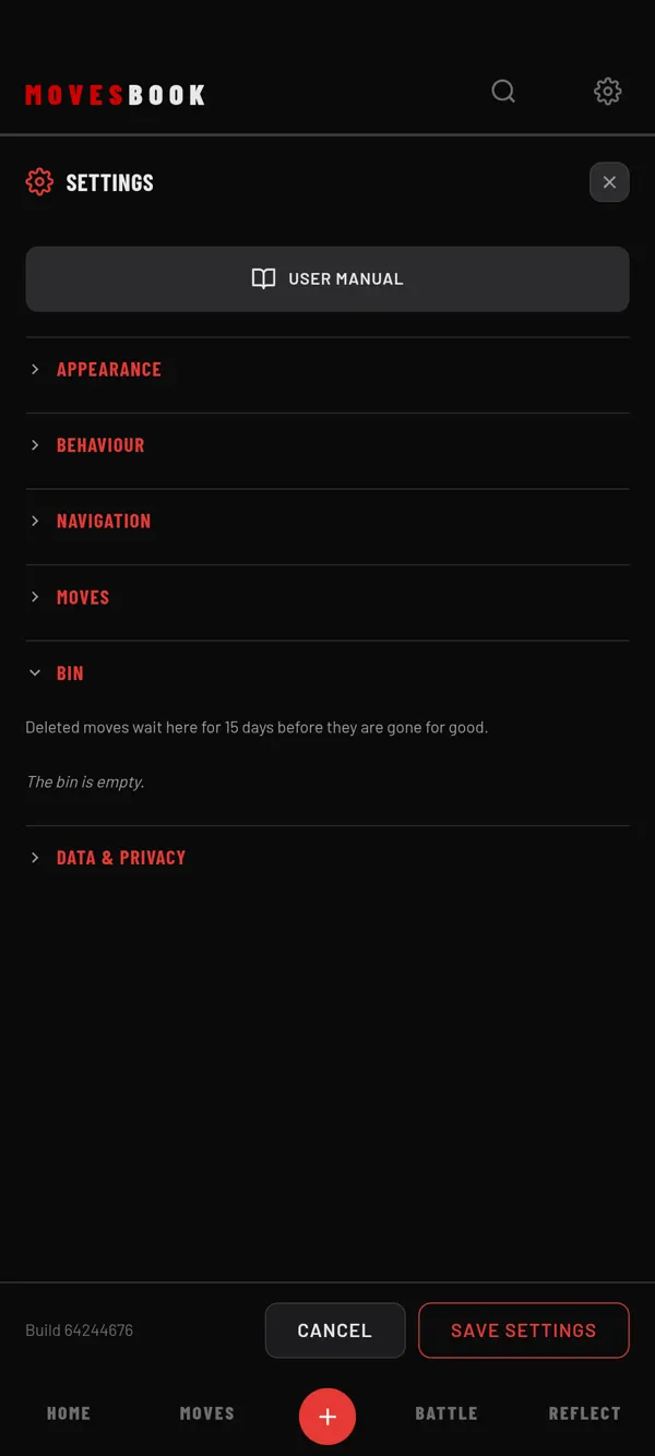 Settings › BIN: deleted moves wait here for 15 days